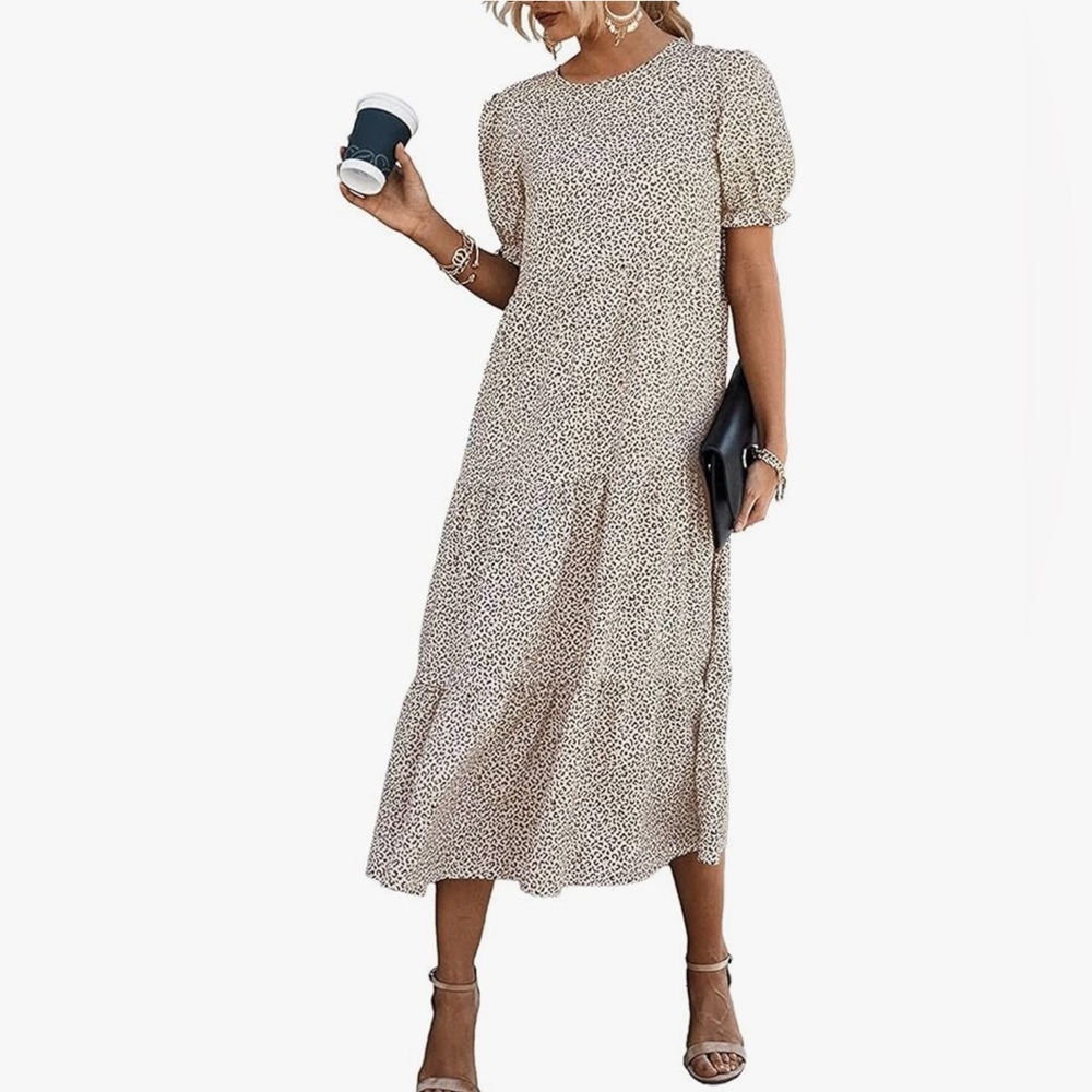 Elegant Apricot Leopard Maxi Dress